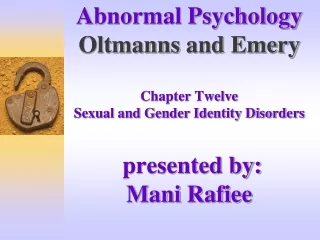 Sexual Dysfunctions Paraphilias Gender Identity Disorders