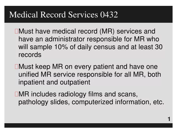 medical record services 0432