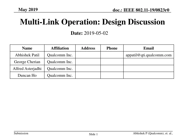 multi link operation design discussion