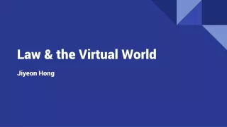 Law &amp; the Virtual World