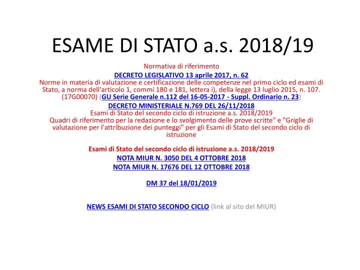 esame di stato a s 2018 19