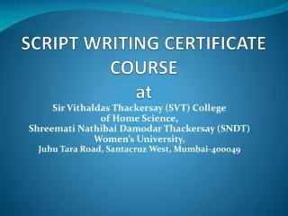 SCRIPT WRITING CERTIFICATE COURSE  at