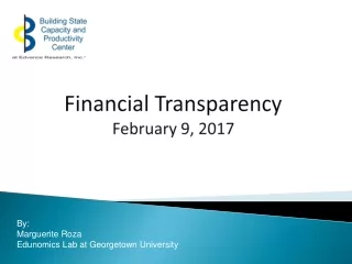 Financial  Transparency February 9,  2017
