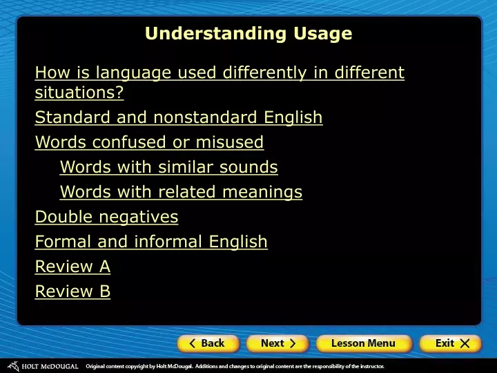 understanding usage