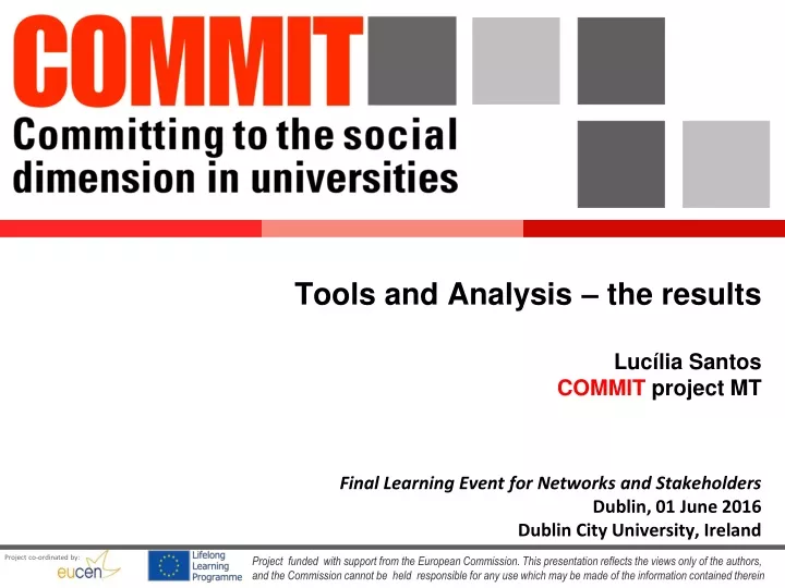 tools and analysis the results luc lia santos commit project mt