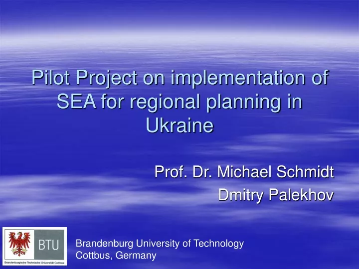 pilot project on implementation of sea for regional planning in ukraine