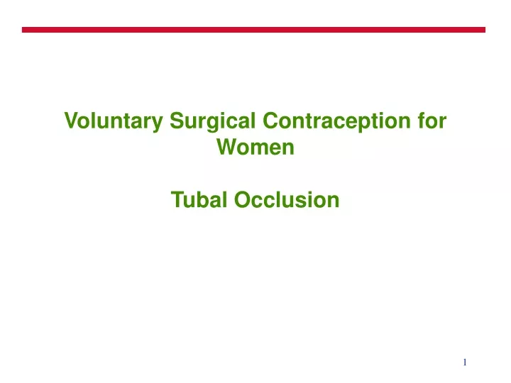 voluntary surgical contraception for women tubal occlusion