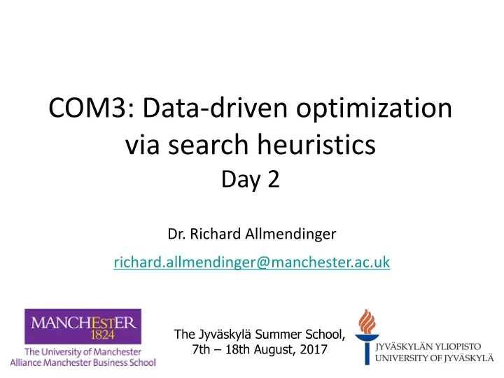 com3 data driven optimization via search