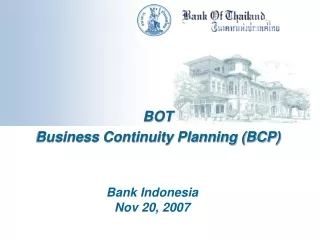 BOT Business Continuity Planning (BCP)