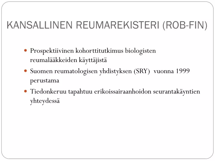 kansallinen reumarekisteri rob fin