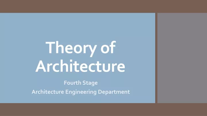 theory of architecture