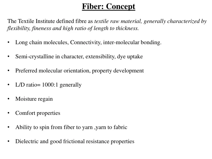 fiber concept the textile institute defined fibre