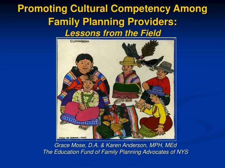 promoting cultural competency among family planning providers lessons from the field