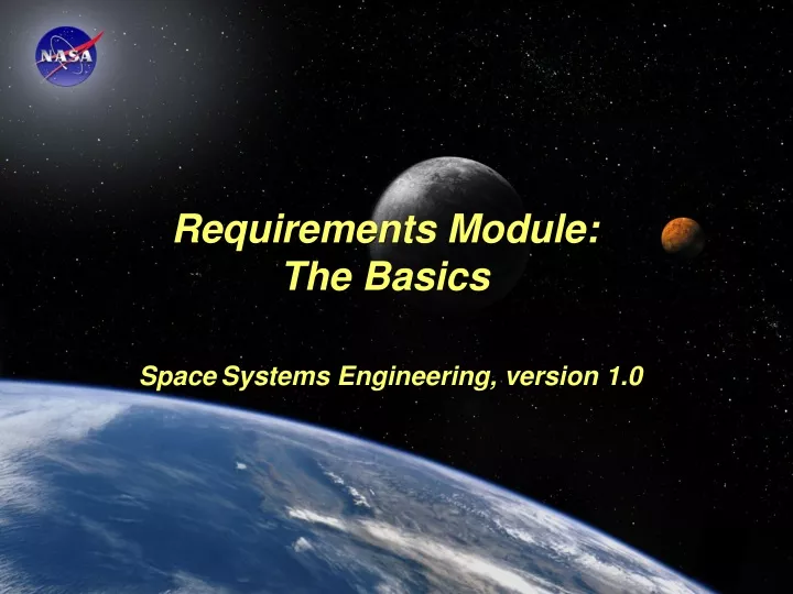 requirements module the basics space systems