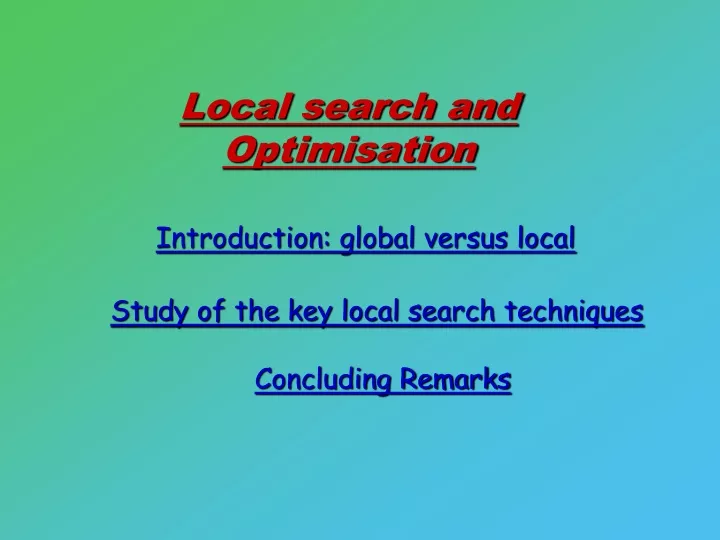 local search and optimisation