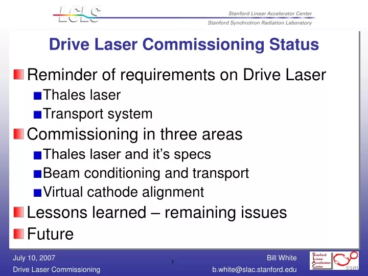 drive laser commissioning status