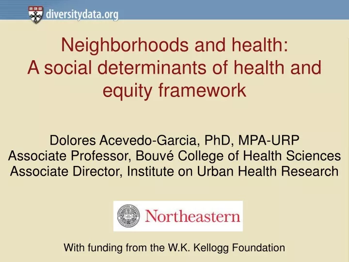 PPT - Neighborhoods And Health: A Social Determinants Of Health And ...