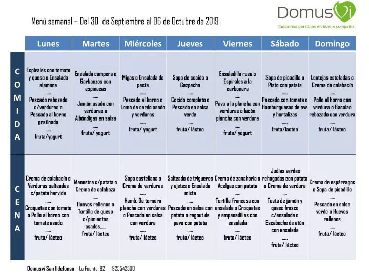 men semanal del 30 de septiembre al 06 de octubre