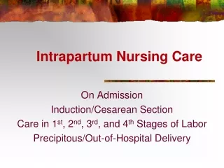 Intrapartum Nursing Care