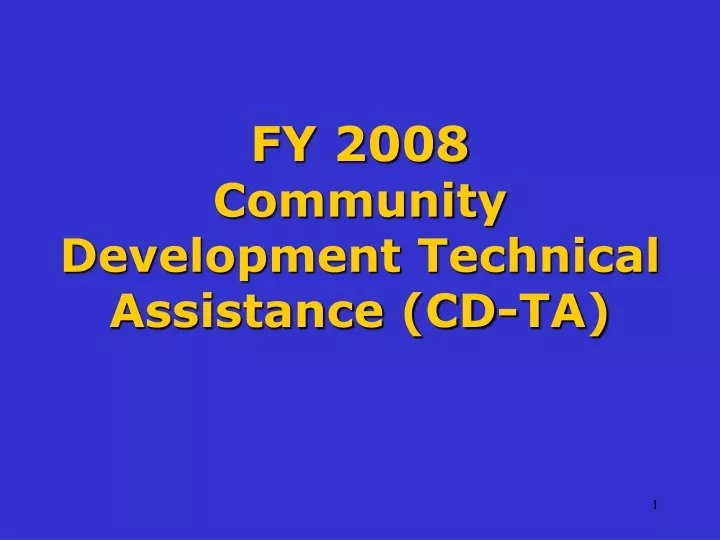 fy 2008 community development technical assistance cd ta