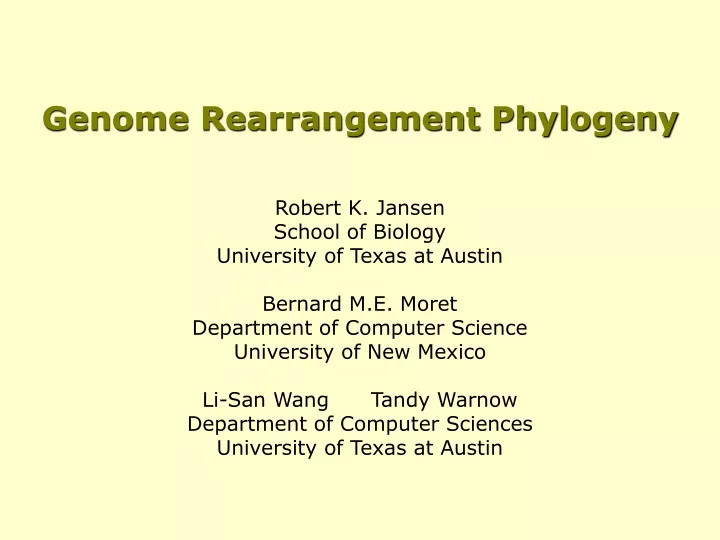 genome rearrangement phylogeny