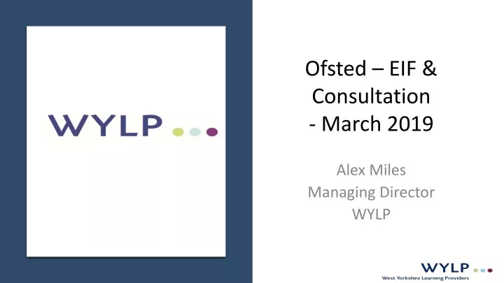 ofsted eif consultation march 2019