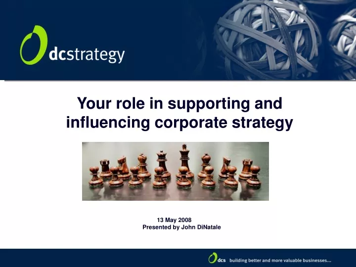 your role in supporting and influencing corporate strategy