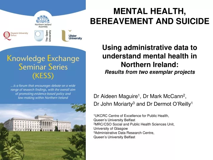 mental health bereavement and suicide using