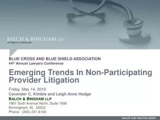 BLUE CROSS AND BLUE SHIELD ASSOCIATION 44 th  Annual Lawyers Conference