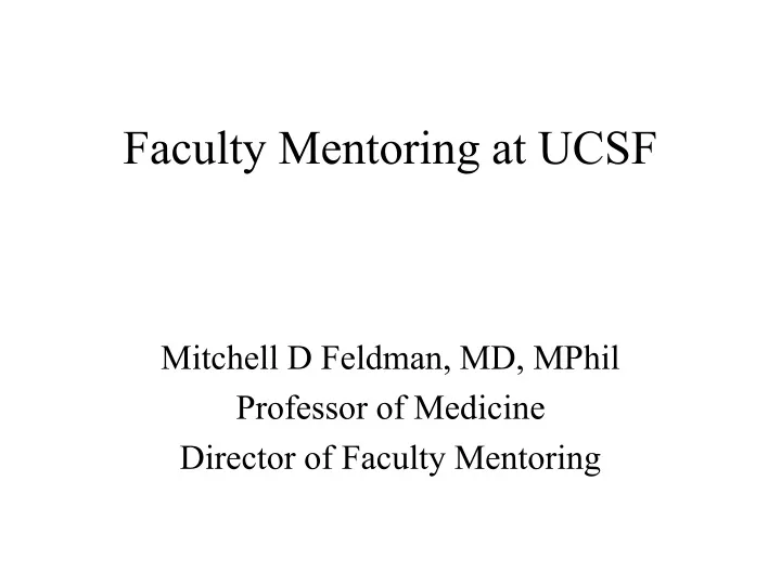 faculty mentoring at ucsf