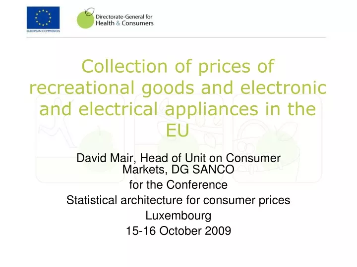 collection of prices of recreational goods and electronic and electrical appliances in the eu