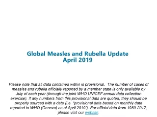 Global Measles and Rubella Update
April 2019