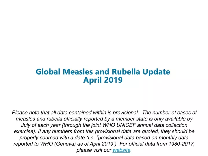 global measles and rubella update april 2019