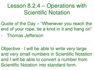 Lesson 8.2.4 – Operations with Scientific Notation