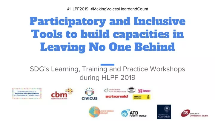 participatory and inclusive tools to build capacities in leaving no one behind