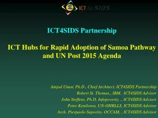 ICT4SIDS Partnership ICT Hubs for Rapid Adoption of Samoa Pathway and UN Post 2015 Agenda
