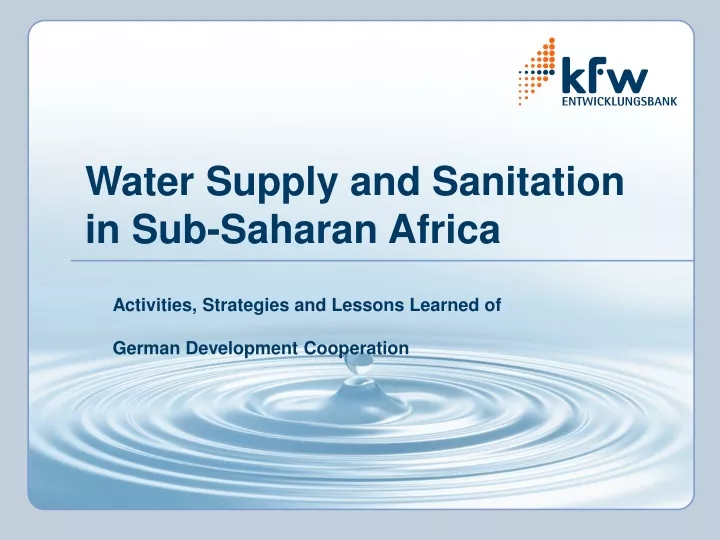 water supply and sanitation in sub saharan africa