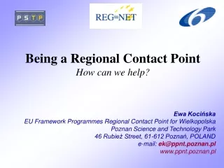 Being a Regional Contact Point How can we help?