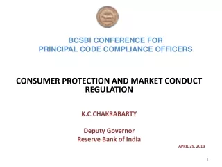 BCSBI CONFERENCE FOR  PRINCIPAL CODE COMPLIANCE OFFICERS