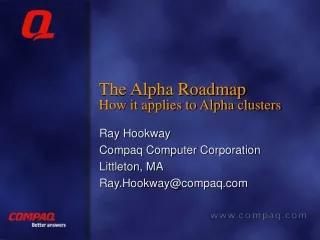 The Alpha Roadmap How it applies to Alpha clusters