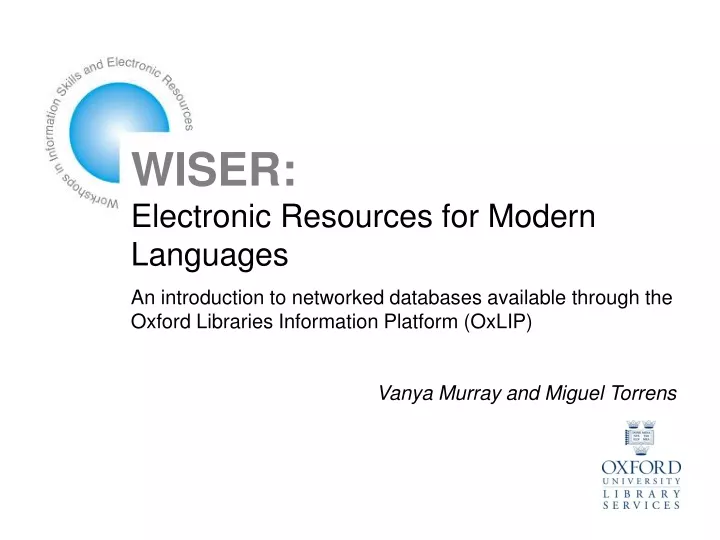 wiser electronic resources for modern languages