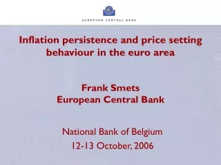 National Bank of Belgium 12-13 October, 2006