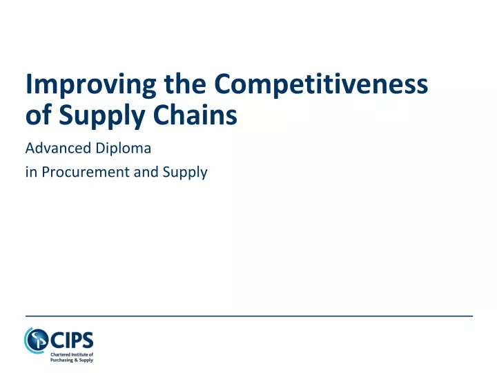 improving the competitiveness of supply chains