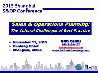 2015 Shanghai  S&amp;OP Conference