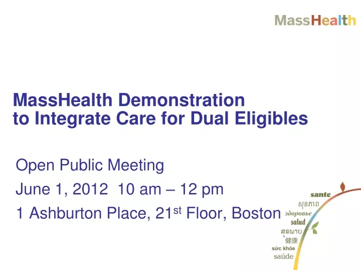 masshealth demonstration to integrate care for dual eligibles