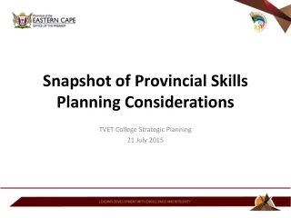 Snapshot of Provincial Skills Planning Considerations
