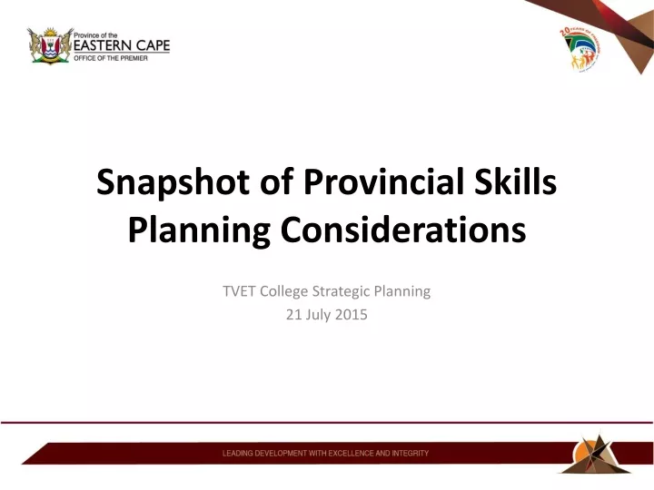 snapshot of provincial skills planning considerations