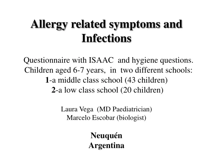 allergy related symptoms and infections