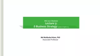 MIS 205: E-Business Lecture  5:  E-Business  Strategy  (Book Chapter 5)