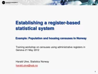 Training workshop on censuses using administrative registers in Geneva 21 May 2012